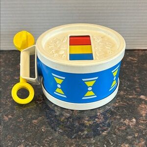 Vintage Blue & Yellow Fisher Price Drum (1976)